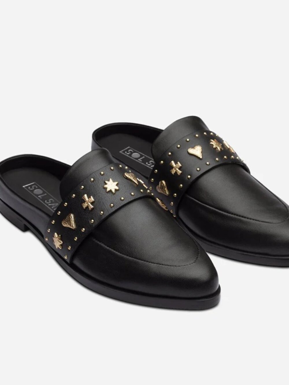 Sol Sana Black Leather 'Tuesday' Studded Slides